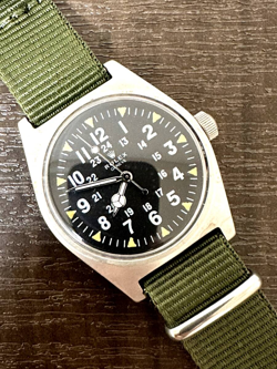 ROLEX MILITARY VINTAGE WATCH BLACK DIAL HAND-ROLLED VIETNAM WAR WORKING JAPAN