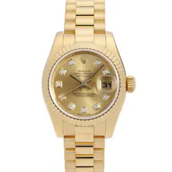 ROLEX DATEJUST 10P DIAMOND 179178G CHAMPAGNE GOLD V NUMBER SECOND HAND WOMEN