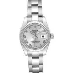 ROLEX DATEJUST STEEL WHITE GOLD SILVER DIAL LADIES WATCH 179174
