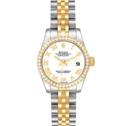 ROLEX DATEJUST STEEL YELLOW GOLD WHITE ROMAN DIAL LADIES WATCH 179383