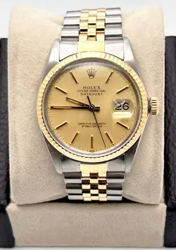 ROLEX DATEJUST 16013 36MM CHAMPAGNE DIAL 18K YELLOW GOLD STAINLESS STEEL