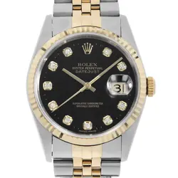 ROLEX Datejust 10P Diamond 16233G Black T Number second hand mens