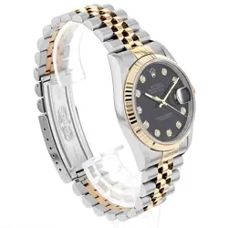 ROLEX Datejust 10P Diamond 16233G Black T Number second hand mens