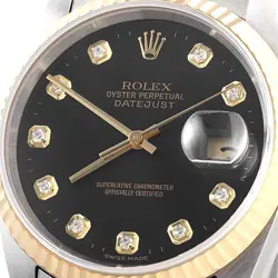 ROLEX Datejust 10P Diamond 16233G Black T Number second hand mens