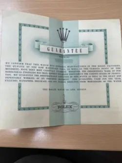 VINTAGE RARE ROLEX WATCH -1950S OPEN HAND WRITTEN BLANK CERTIFICATE GUARANTEE R4
