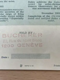 Vintage Rare Rolex Watch -1950s Open Hand Written Blank Certificate Guarantee R4