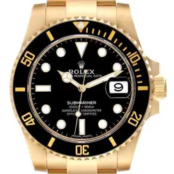 ROLEX SUBMARINER BLACK DIAL YELLOW GOLD MENS WATCH 116618 BOX CARD