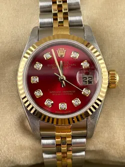 ROLEX DJ 26MM RED DIAMOND DIAL TWO TONE 79173 2005