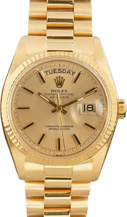 ROLEX DAY-DATE 1803 GOLD PRESIDENT BRACELET WITH GOLD BEZEL