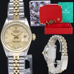 MINT LADIES ROLEX DATEJUST 26MM 69173 TWO TONE DIAMOND GOLD JUBILEE WATCH