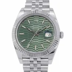ROLEX DATEJUST 41MM STAINLESS STEEL 18K WHITE GOLD MINT GREEN FLUTED DIAL 126334