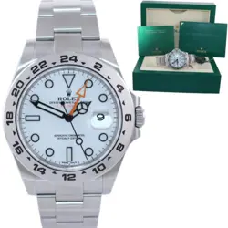 MINT 2019 ROLEX EXPLORER II 42MM 216570 POLAR WHITE DIAL STEEL WATCH BOX