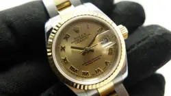 ROLEX LADIES STAINLESS STEEL & 18K DATEJUST 179173