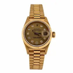 ROLEX OYSTER PERPETUAL DATEJUST AUTOMATIC WATCH YELLOW GOLD WITH DIAMOND MARKERS