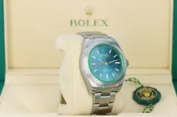 Rolex 116400GV Milgauss Green Crystal Azul Blue Matte Rare 'Z-Blue'