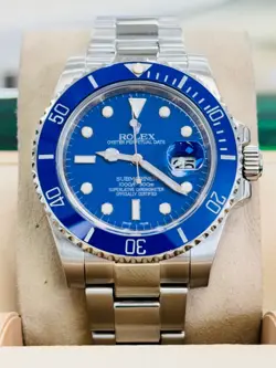 Rolex Submariner Date 116610 Custom " Smurf " Blue Dial Ceramic Bezel Watch MINT