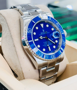 Rolex Submariner Date 116610 Custom " Smurf " Blue Dial Ceramic Bezel Watch MINT