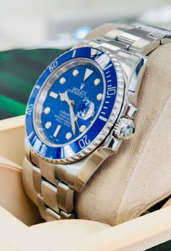 Rolex Submariner Date 116610 Custom " Smurf " Blue Dial Ceramic Bezel Watch MINT