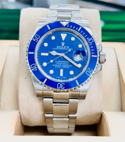 Rolex Submariner Date 116610 Custom " Smurf " Blue Dial Ceramic Bezel Watch MINT
