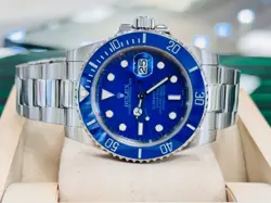Rolex Submariner Date 116610 Custom " Smurf " Blue Dial Ceramic Bezel Watch MINT
