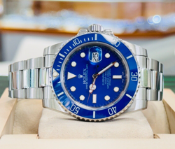 Rolex Submariner Date 116610 Custom " Smurf " Blue Dial Ceramic Bezel Watch MINT