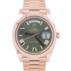 NEW 2023 PAPERS ROLEX DAY-DATE 40 OLIVE GREEN PRESIDENT 18K ROSE GOLD 228235 BOX