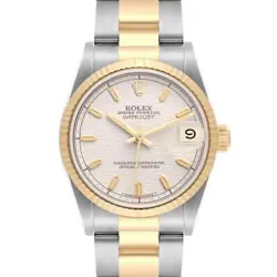 ROLEX DATEJUST MIDSIZE 31 STEEL YELLOW GOLD IVORY DIAL LADIES WATCH 68273