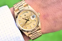 1993 UNPOLISHED ROLEX DAY-DATE PRESIDENT DIAMOND DIAL 18K YELLOW GOLD 18238