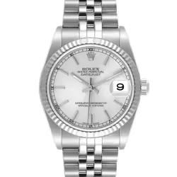 ROLEX DATEJUST MIDSIZE STEEL WHITE GOLD SILVER DIAL LADIES WATCH 78274