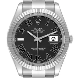 ROLEX DATEJUST II 41MM GREY DIAL STEEL WHITE GOLD MENS WATCH 116334 BOX CARD