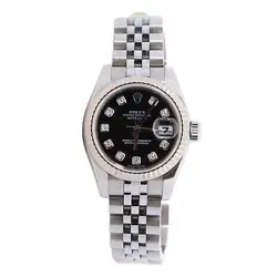 ROLEX DATEJUST 26MM BLACK DIAL WATCH 179174