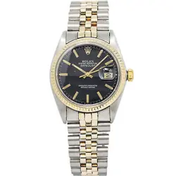 ROLEX DATEJUST 16013 18K YG TWO TONE JUBILEE BLACK DIAL AUTO 36MM