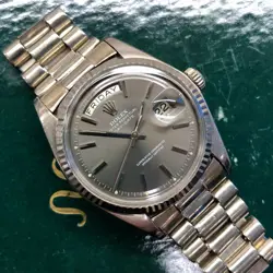 ROLEX PRESIDENT 1803 DAY DATE 18K WHITE GOLD GRAY DIAL AUTOMATIC WRISTWATCH