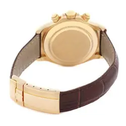 Rolex Daytona Yellow Gold White Dial Brown Strap Mens Watch 116518
