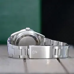 ROLEX MENS AIR KING STEEL WATCH 34M GREEN DIAL SMOOTH BEZEL OYSTER BAND 14000