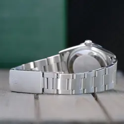 ROLEX MENS AIR KING STEEL WATCH 34M GREEN DIAL SMOOTH BEZEL OYSTER BAND 14000