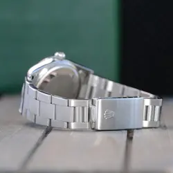 ROLEX MENS AIR KING STEEL WATCH 34M GREEN DIAL SMOOTH BEZEL OYSTER BAND 14000