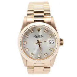 ROLEX DATEJUST 31MM SILVER DIAL WATCH 68278 YG