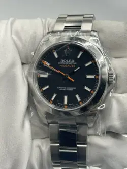 ROLEX MILGAUSS 116400 SILVER OYSTER BRACELET WITH SILVER BEZEL, BLACK DIAL