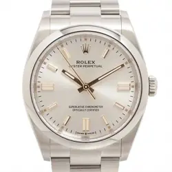 ROLEX OYSTER PERPETUAL 126000 SS AT SILVER-FACE 2 EXTRA LINKS