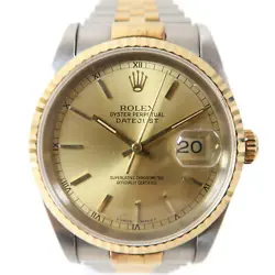 ROLEX DATEJUST 36MM AUTOMATIC WATCH 16233 18K YELLOW GOLD STAINLESS STEEL GOLD