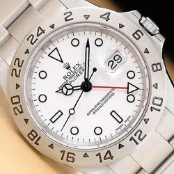 2006 ROLEX EXPLORER II 16570T NO HOLES POLAR WHITE STAINLESS STEEL GMT WATCH