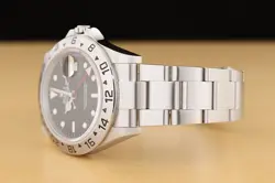 2003 ROLEX MENS EXPLORER II 16570T NO HOLES BLACK 40MM STAINLESS STEEL GMT WATCH