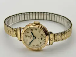 LADIES VINTAGE 375 9CT SOLID GOLD TUDOR ROLEX SWISS WATCH - WORKING - 15 JEWELS