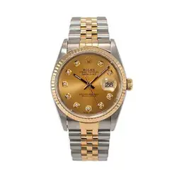 1995 ROLEX DATEJUST 36MM 16233 CHAMPAGNE DIAMOND JUBILEE YELLOW GOLD STEEL WATCH