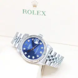ROLEX 31MM OYSTER PERPETUAL BLUE DIAMONDS DIAL DATEJUST REF: 68274 (U SERIES)