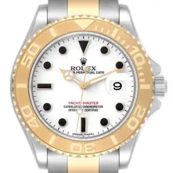 ROLEX YACHTMASTER STEEL YELLOW GOLD WHITE DIAL MENS WATCH 16623