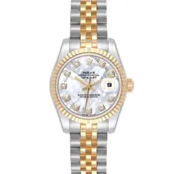 ROLEX DATEJUST STEEL YELLOW GOLD MOP DIAMOND DIAL LADIES WATCH 179173