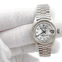 1967 Ladies Rolex 24mm Vintage 18K White Gold Wristwatch w/Diamond Dial. (6517)