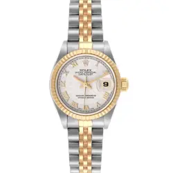 ROLEX DATEJUST PYRAMID DIAL STEEL YELLOW GOLD LADIES WATCH 69173